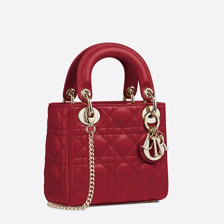 Cheap Mini Red Dior Lambskin Lady Bag Cannage 0602 Luxury